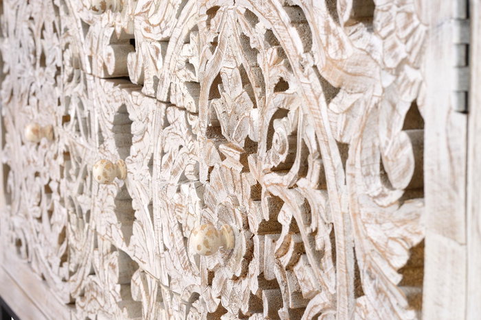 GINER Y COLOMER Buffet en bois de manguier et métal blanc vieilli